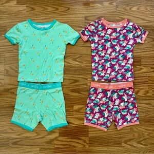 Cat & Jack 4pc 100% Cotton Pajamas Set Girls 8 Short Sleeve Tropical Summer EUC!